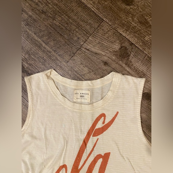 Nordstrom Sol Angeles Ola Tee Tank Top Small Frayed vintage fringed crop top - Picture 3 of 6